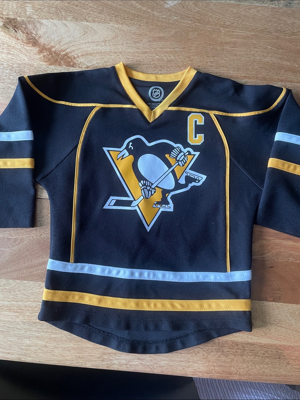 NHL Kids Black and Yellow Pittsburgh Penguins Crosby’s Captain Hockey Jersey